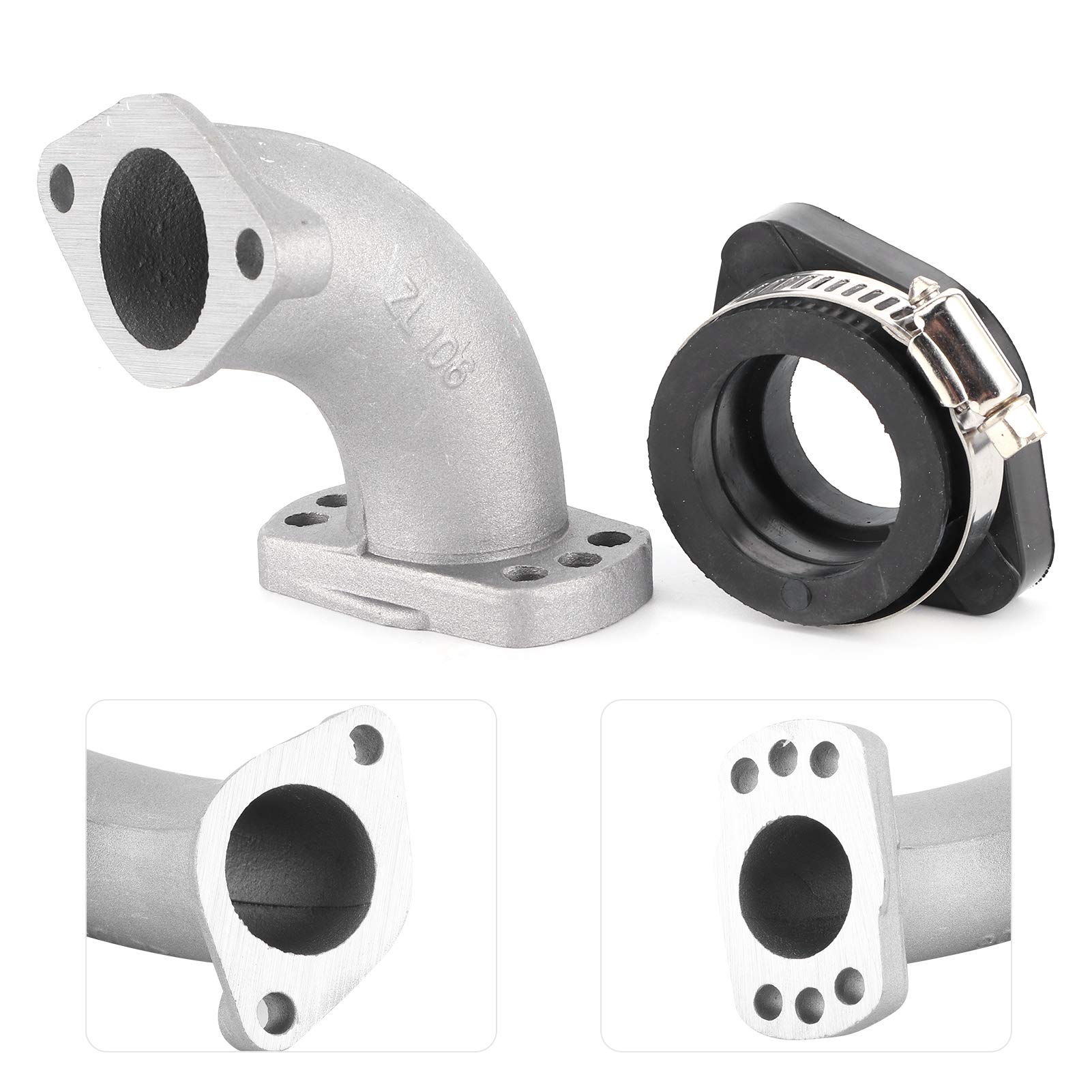 Collettore in Gomma Carburatore, con Tubo di Aspirazione in Lega di Alluminio, Adattatore Collettore Carburatore per VM22 VM24 OKO KOSO PE24 PE26 PE28