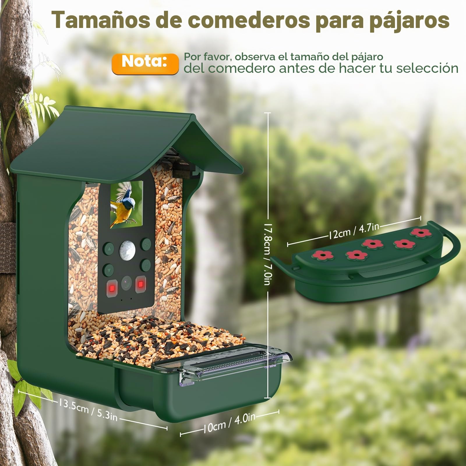 Comedero Pajaros Camara Inteligente, 1080P HD Comedero Pájaros Exterior Comedero para Pájaros Que Graba Automáticamente Videos e Imágenes es Adecuado para Jardines Exteriores