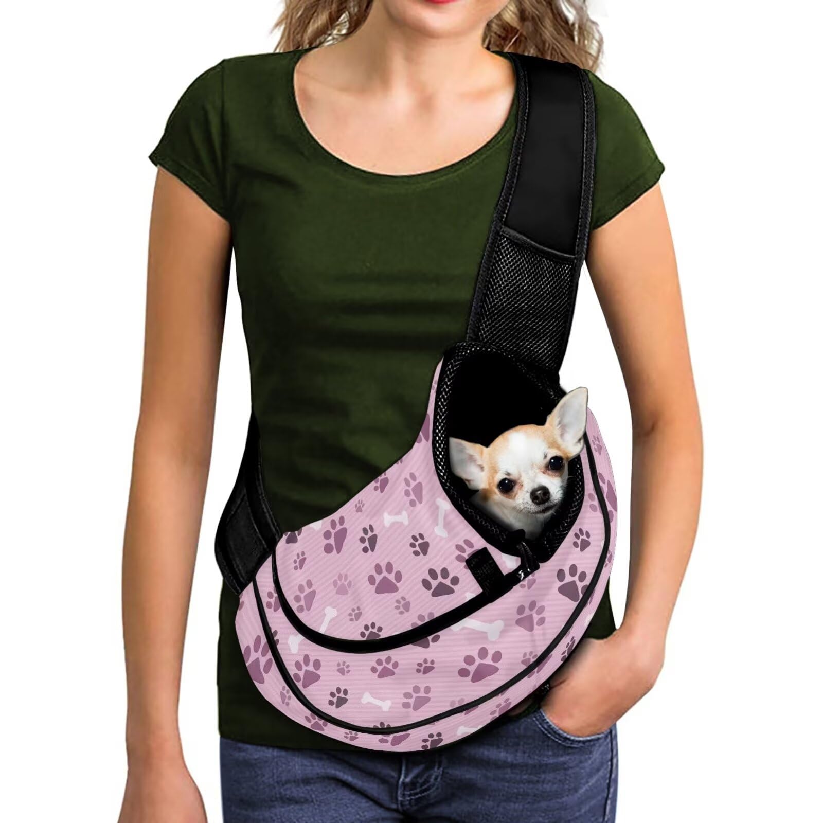 COEQINE Dog Crossbody Purse for Women Walking with Pet Carrier Sling For Small Dogs Cats Soft Pouch and Tote Design for Daily with Adjustable Strap Zipper Safety Buckle for Outdoor
