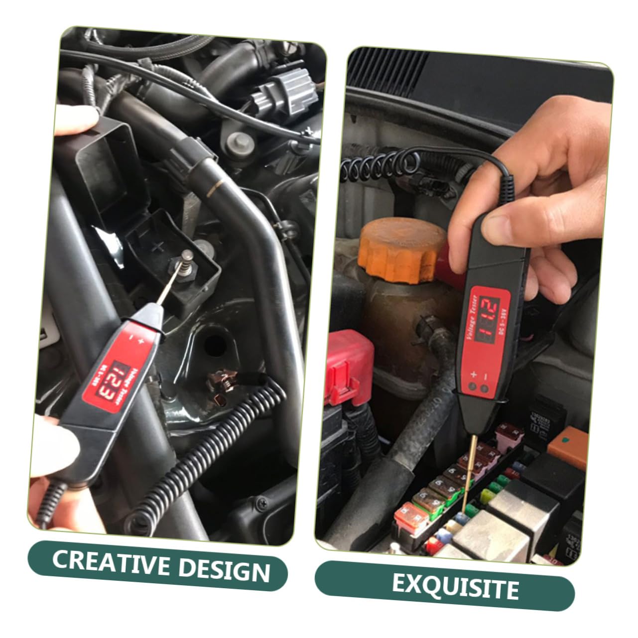 Gatuida 4piezas Probador De Voltaje Automotriz Luz Led Herramienta Eléctrica Para Comprobación De Continuidad y Cortocircuitos Medidor De Precisión Cable Extensible y Punta Para