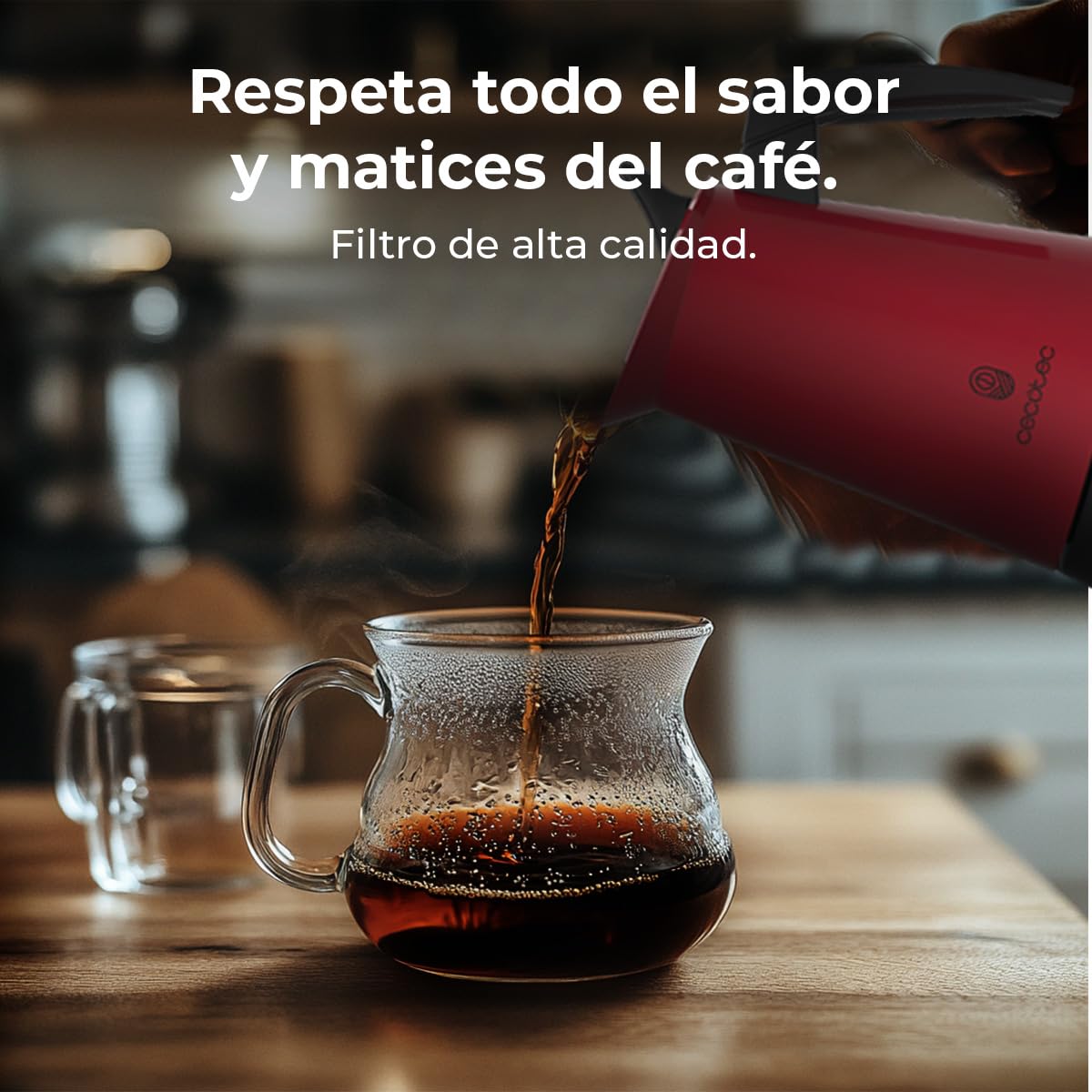 Cecotec Moka Piccolina 400 Red. 200 ml, włoska stal nierdzewna, nadaje się do wszystkich powierzchni, pojemność 4 filiżanki, ergonomiczny uchwyt, filtr ze stali nierdzewnej, zawór bezpieczeństwa