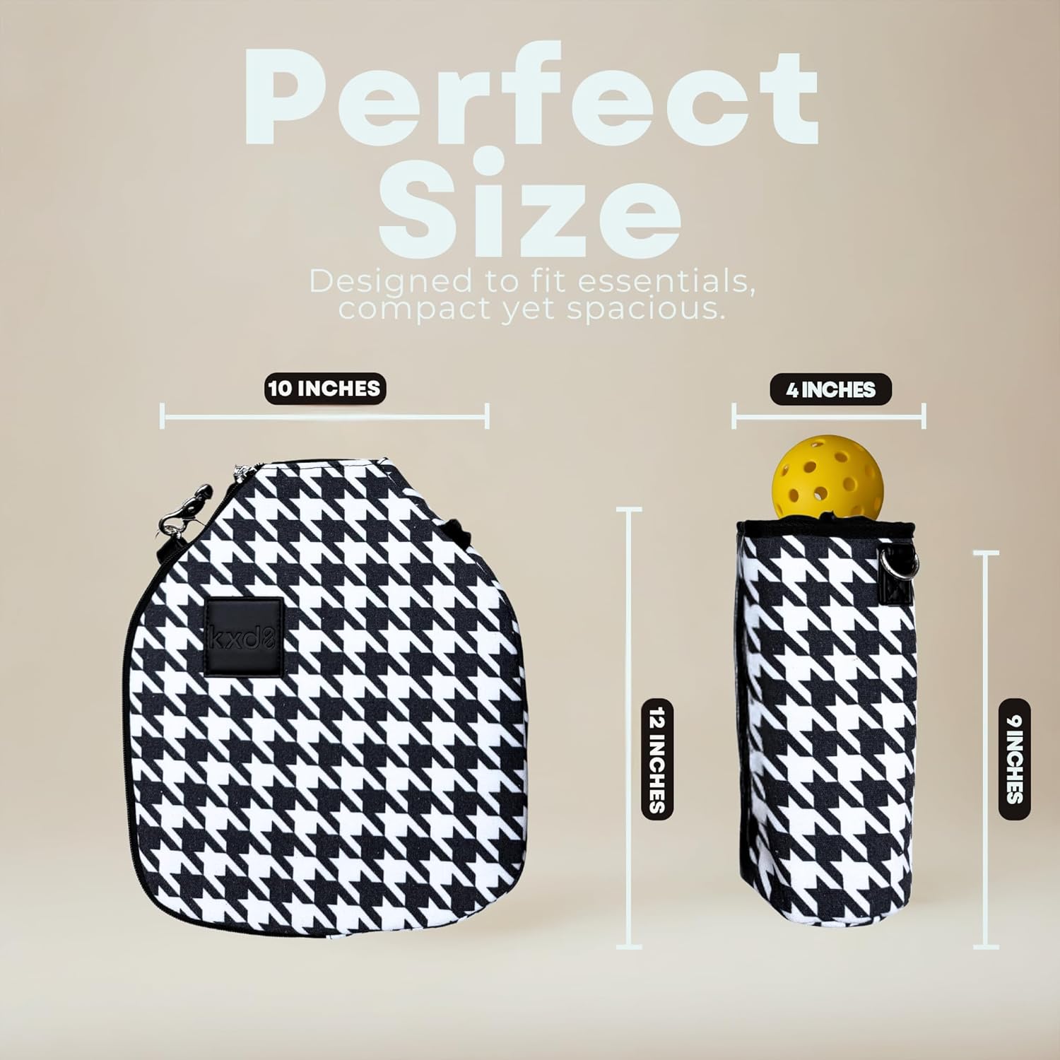 Pickleball Paddle Cover Crossbody bag with Adjustable Strap, Waterbottle holder, Ball Holder, Gifts for Women Men