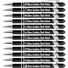 Personalised Pens with Stylus Name Free Engraving,Custom Metal Pens for Men Women Business Office,Customised engraved Name Message Logo Ballpoint Pens Black Ink-12,24,48,96 Pens Assorted-Click Action