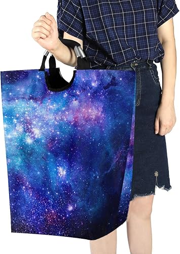 Miniatura 7 de senya Cesta de lavandería grande para compras, bolsa de ropa plegable de tela, cesta de lavandería plegable (espacio exterior)