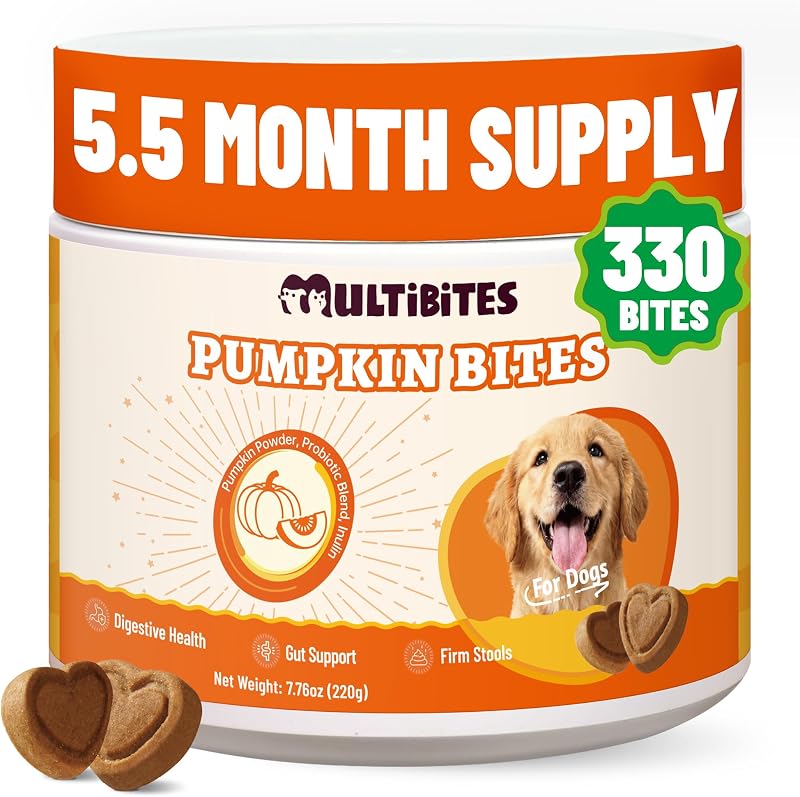 Suplemento Fitoterápico para Cães com Abóbora, Probióticos e Enzimas Digestivas MULTIBITES – 330 Unidades
