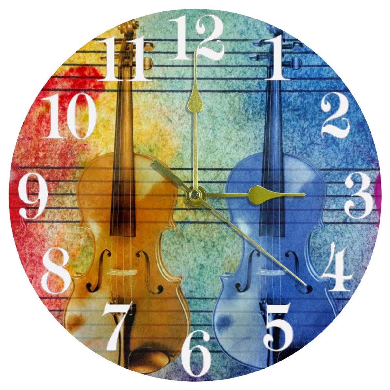 Horloge murale ronde pour cuisine et salon au design mélodieux coloré