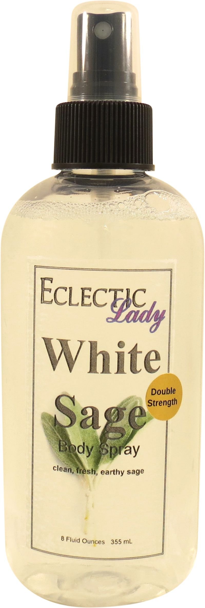 Eclectic Lady White Sage Body Spray, Double Strength, 8 ounces, Body Mist for Women with Clean, Light & Gentle Fragrance, Cologne with Soft, Subtle Aroma For Daily Use