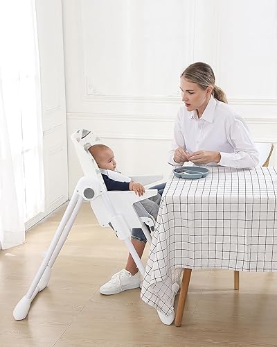 Miniatura 7 de ACE1023-GS - Trona para bebés de 6 meses con reino de fantasía, plegable, reclinable, bandeja doble, silla alta de alimentación fácil de limpiar