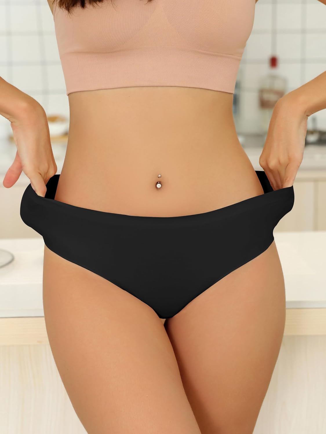 Bolivelan Women's Invisible Seamless Hipster Panties Mid-Rise No Show Laser Cut Briefs Underwear Pack of 6 - Image 7