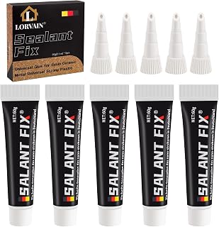 Lorvain Sealant Fix, 5PCS All Purpose Glue Kit Quick Drying Glue with Snip Tip Applicator Caps, Invisible Nail-Free Sealant Strong Repair Sealing Glue for Stick Kitchen Shelves Metal Glass Wood