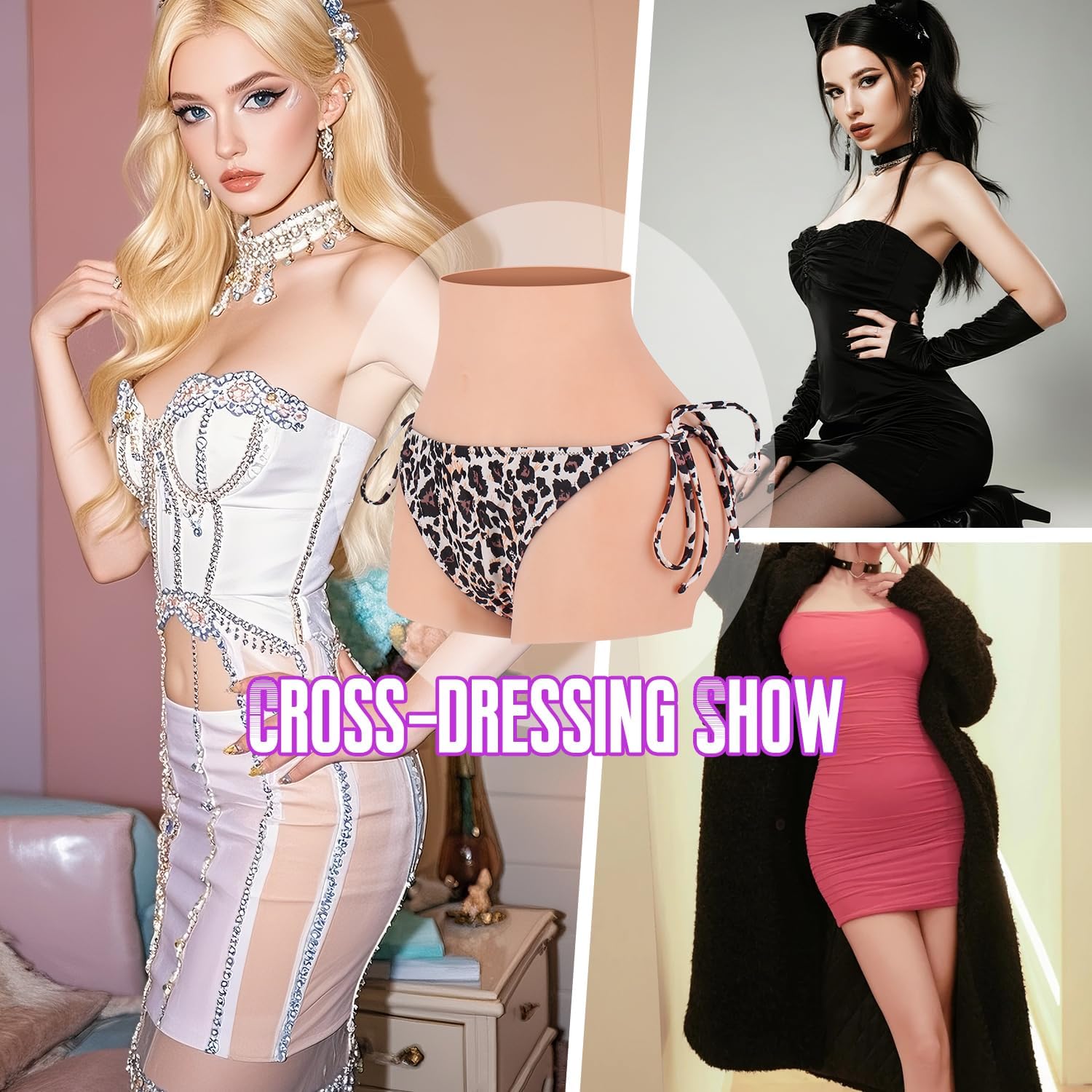 Silicone Hip Enhancer, Pants with Concealed Gaff, Ideal for Crossdressers, Transgender Individuals, and Drag Queens