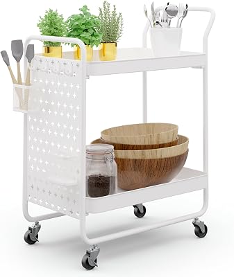 Klarstein Carrello Cucina, Mobiletto Cucina, Carrello Cucina Salvaspazio, Carrello Portavivande, Mobile Cucina Salvaspazio, Carrello Cucina con Ruote e Cassetti, Carrellino Porta Ghiaccio e Frutta
