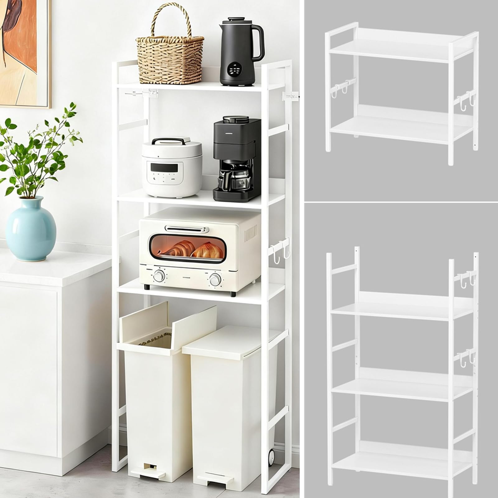 (5 Tiers = 2 Tiers + 3 Tiers) Kitchen Rack, Open Rack, YDH Open Shelves, 5 Tiers, Large Capacity, 2 Tiers, 3 Tiers, Kitchen, Shelf, Slim, Gap Storage, Steel Rack, Stylish, Wood Rack, Kitchen Shelf, Easy Assembly, Wooden Storage Rack, Space Saving Design, Width 23.6 x Depth 11.8 x Height 62 x Height 62222222222.2 x 6.2 x 6 x 6 x 6 x 6 x