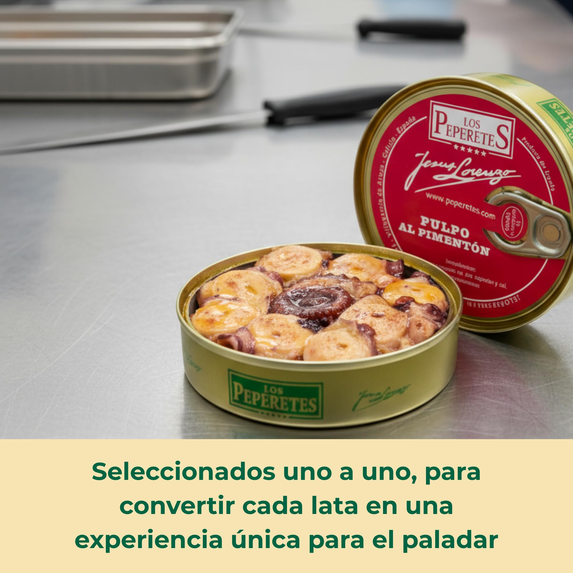 LOS PEPERETES x3 Lata Pulpo al Pimentón 120 g | Marisco Gallego Gourmet | Conserva Artesanal con Aceite de Oliva y Pimentón | Pulpo a la Gallega del Atlántico | Sabor Tradicional de Galicia