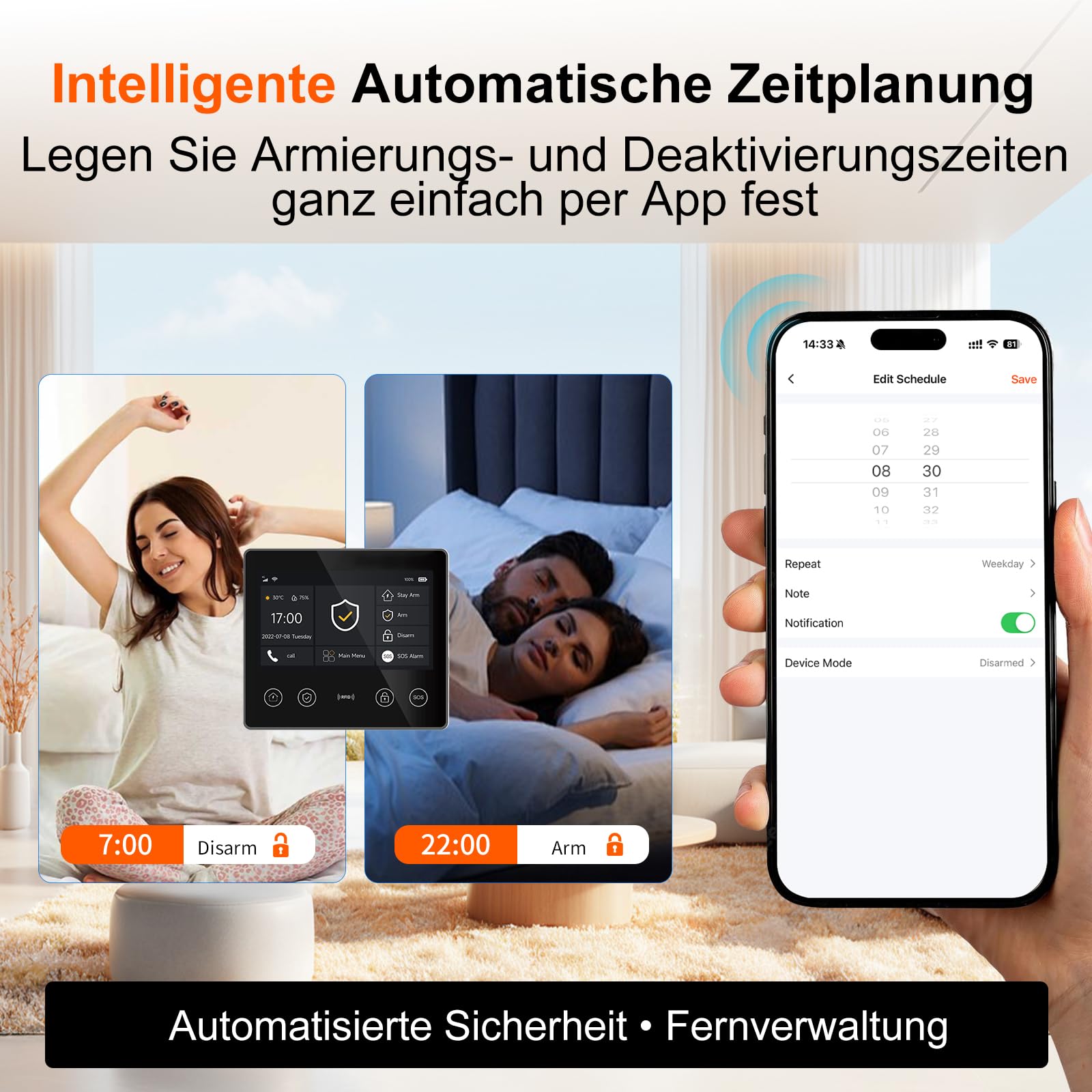 XUK 4,3'' Alarmanlage Haus & Wohnung ohne ABO, 4G + WLAN (2,4 GHz), Alarmsystem mit App, Alexa & Google kompatibel, erweiterbar (13-teiliges Set)