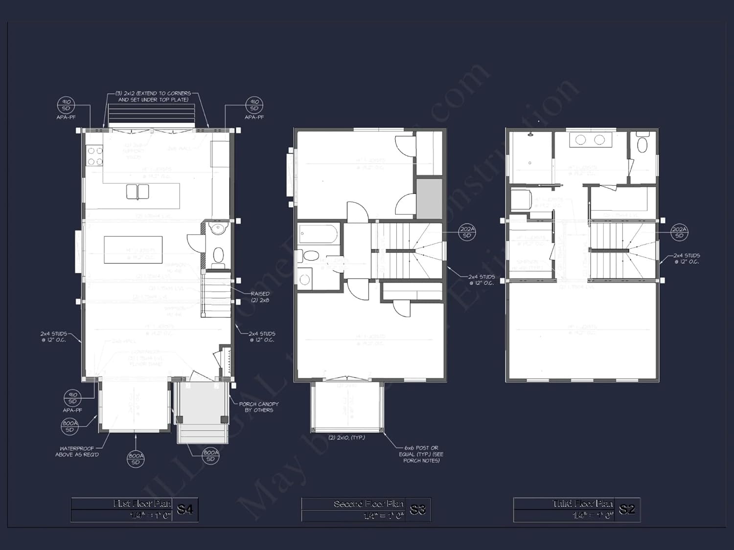 20-1835 HOUSE PLAN - Modern 3-Story House Plan with Spacious Floor Plan and CAD Designs