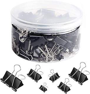 SANNIX 110 PCS Binder Clips Assorted Sizes, X Large, Large, Medium, Small, Mini and Micro, Binder Clips Paper Clamps for O