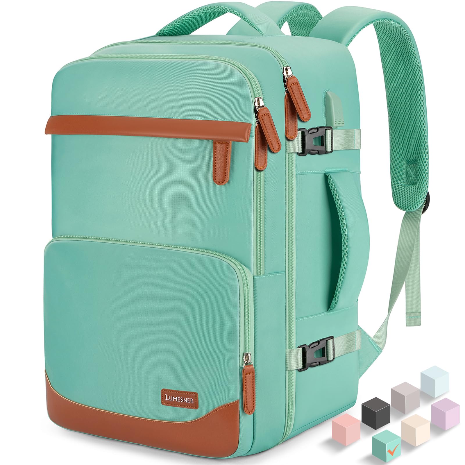 Velaybor 40L Travel Backpack with USB Charging Port, Water-Resistant Carry On Backpack for Men Women, Business Laptop Backpack for Trips & Commutes,