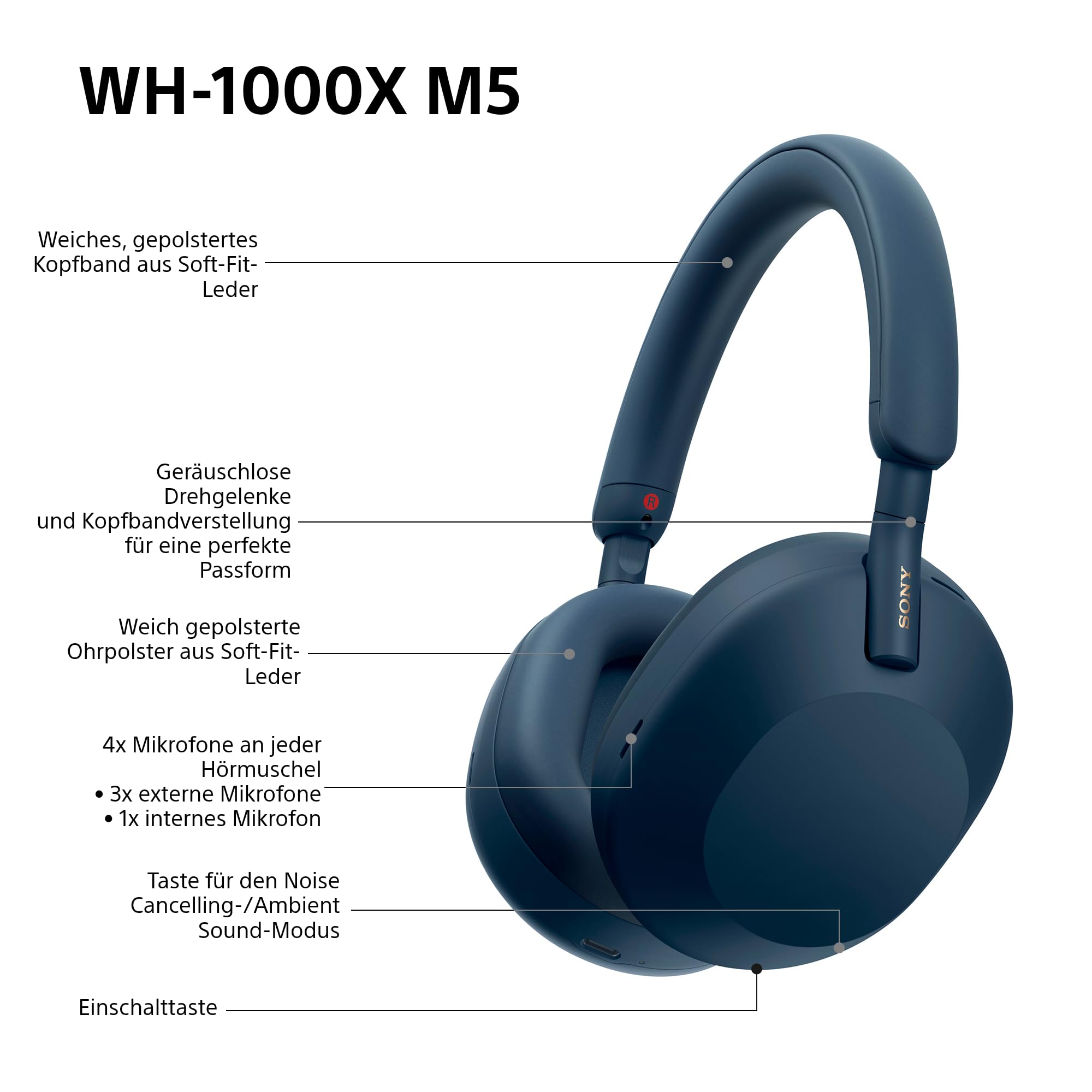 Sony WH1000XM5 Over-Ear-Kopfhörer (Freisprechfunktion – Bild 9