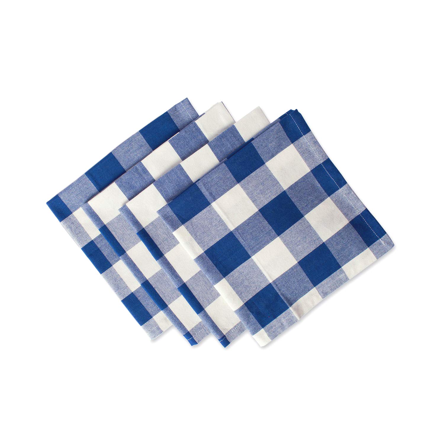 Set of 4 Cotton Buffalo Check Cloth Table Napkin for Everyday PlaceSettings, Farmhouse Decor, Family Dinners, BBQ's, and Holidays ( Size : 14X14 Inch | ( 35.56 CM Square ) |Set of 4 Colour : BLUE And WHITE)-image-12