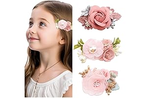 Flower Hair Clip Set for Girls: Stunning Floral Blossoms Adorn Young Locks