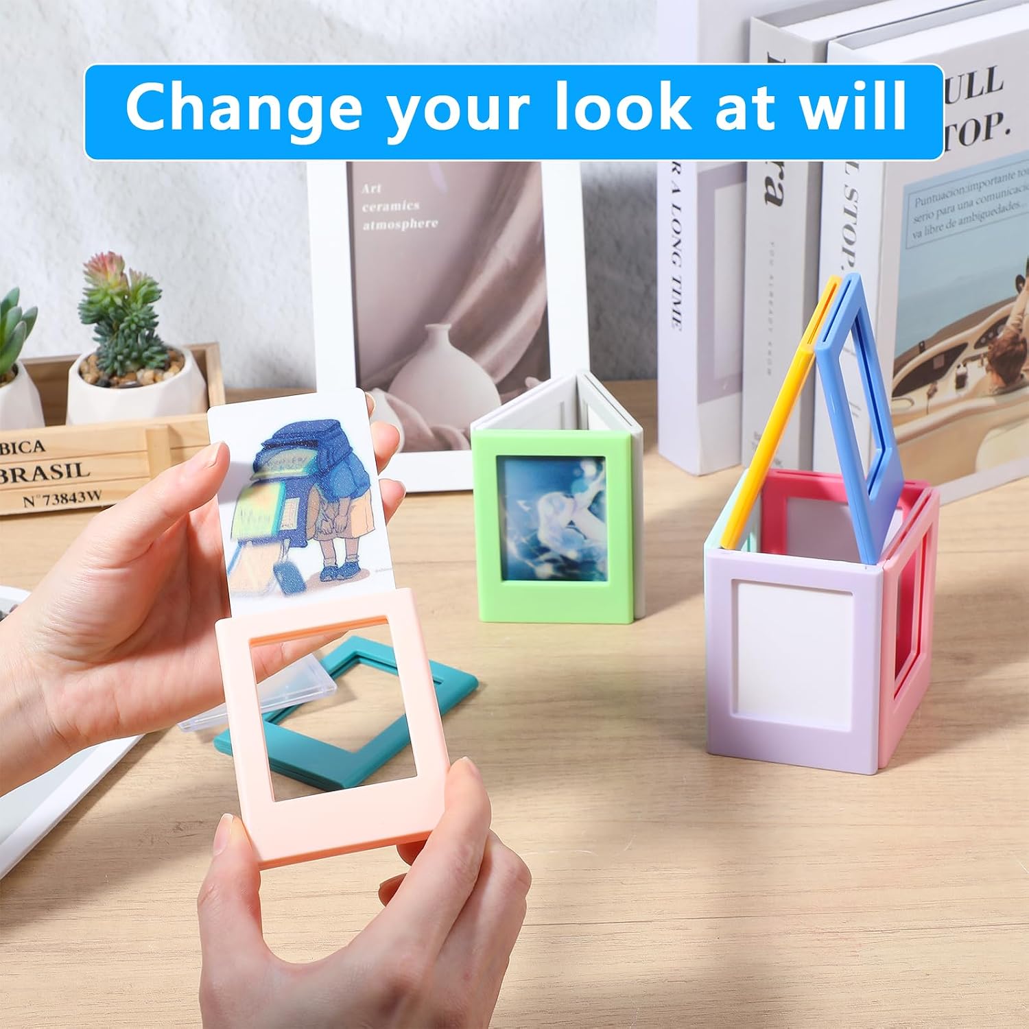 24 Pack 2x3 Magnetic Picture Frames, Mini Film Magnetic Frames, Fridge Photo Frame Magnets Set with 12 Colors, Wallet Size Photo Holders for Refrigerator & Office Decor