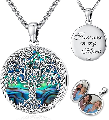 Collar con medallón de imagen para mujeres y hombres, oro real de 14 quilates, plata de ley 925, collar con medallón de corazón que sostiene