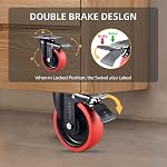 Lourds 5 Roues de Roue de Inch 4 3000Lbs Capacité Silencieux pivotant avec frein & Rigide TPR Roues en caoutchouc Verrouillage industriel Roulettes de plaque pour le panier Meubles Workbench 2 Fixé & 2 Roulement avec frein