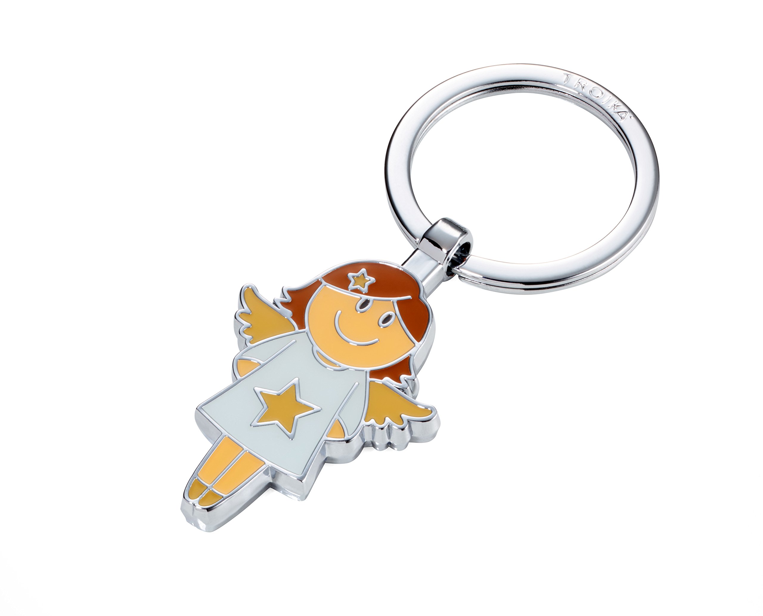 Troika Multicolored Lina – Kr17-17/Ch – Keyring – Guardian Angel – Keychain, Key Chain – Cast Metal/Enamel– Shiny – Chrome Plated – Multicoloured Original