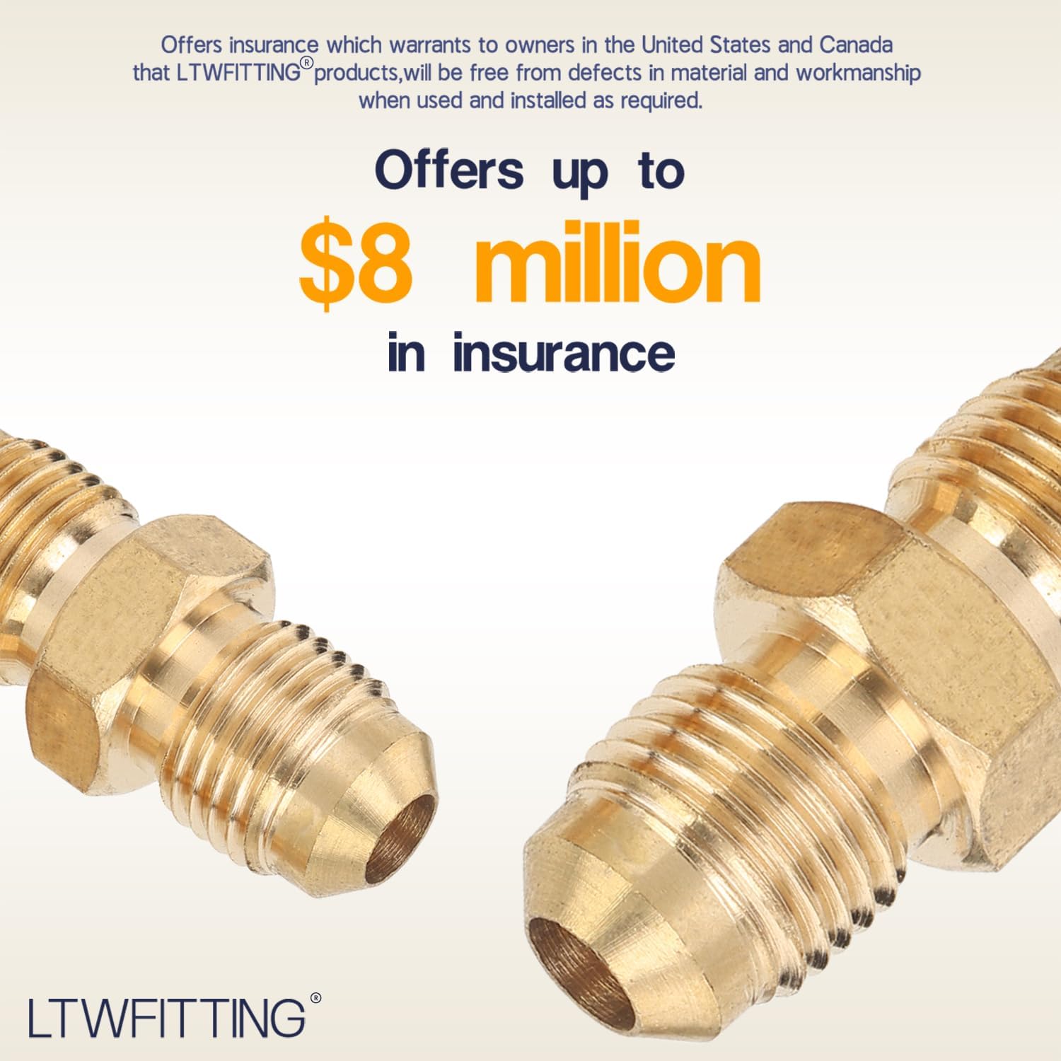 LTWFITTING Brass 5/16" OD Flare Union,Brass Flare Tube Fitting(Pack of 300)