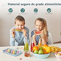 Vista 5 de Paquete de 3 bandejas de hielo para congelador, 99 bandejas de cubitos de hielo con tapa y contenedor, bandejas redondas para cubitos de hielo