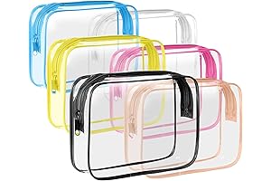 TSA-Approved 6-Pack Travel Clear Bag for Toiletry and Cosmetics