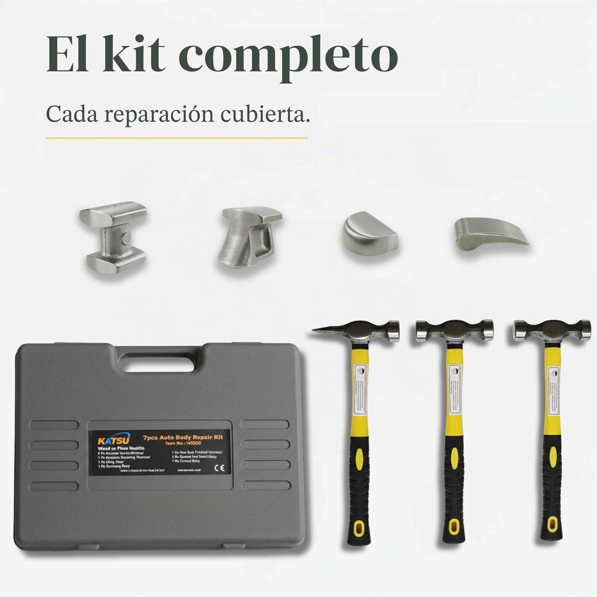 TOWAY Juego de tases y martillos 7 piezas, Juego de herramientas de reparación de carrocería profesional con mangos de fibra de vidrio 454222 (Budget)