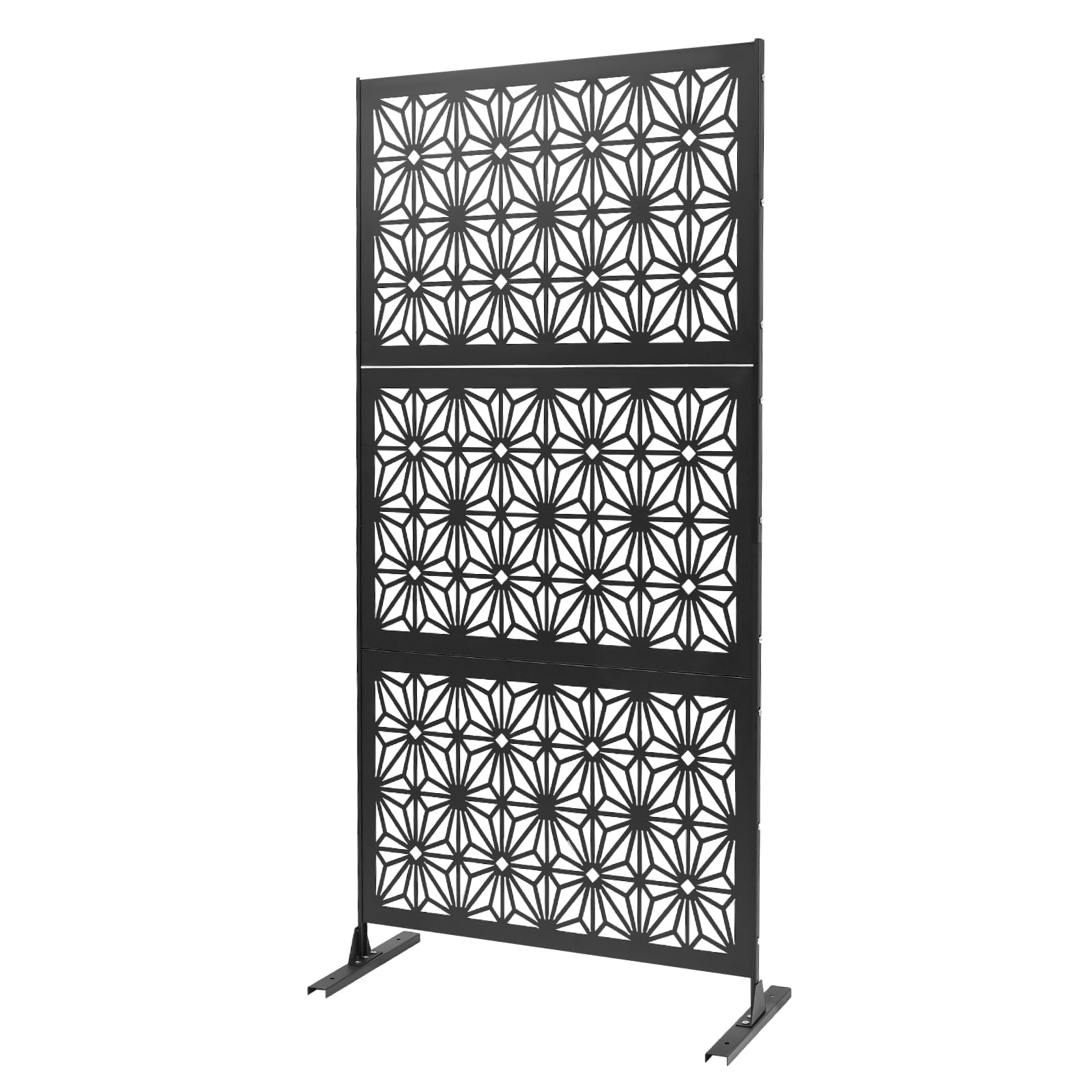 75" H × 35" W Metal Privacy Screen Outdoor Privacy Screen Freestanding, Decorative Privacy Screen Panel Privacy Fence for Patio Balcony Deck Garden