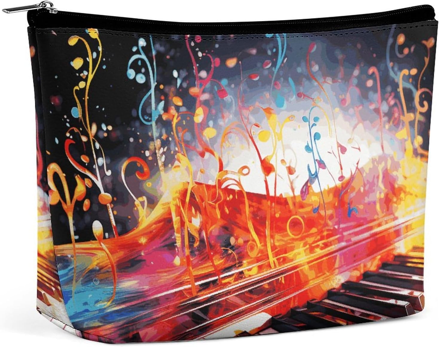 Travel Makeup Bag Portable Cosmetic Bag Colorful Piano Keyboard Music Note Makeup Storage Bag for Women/girl