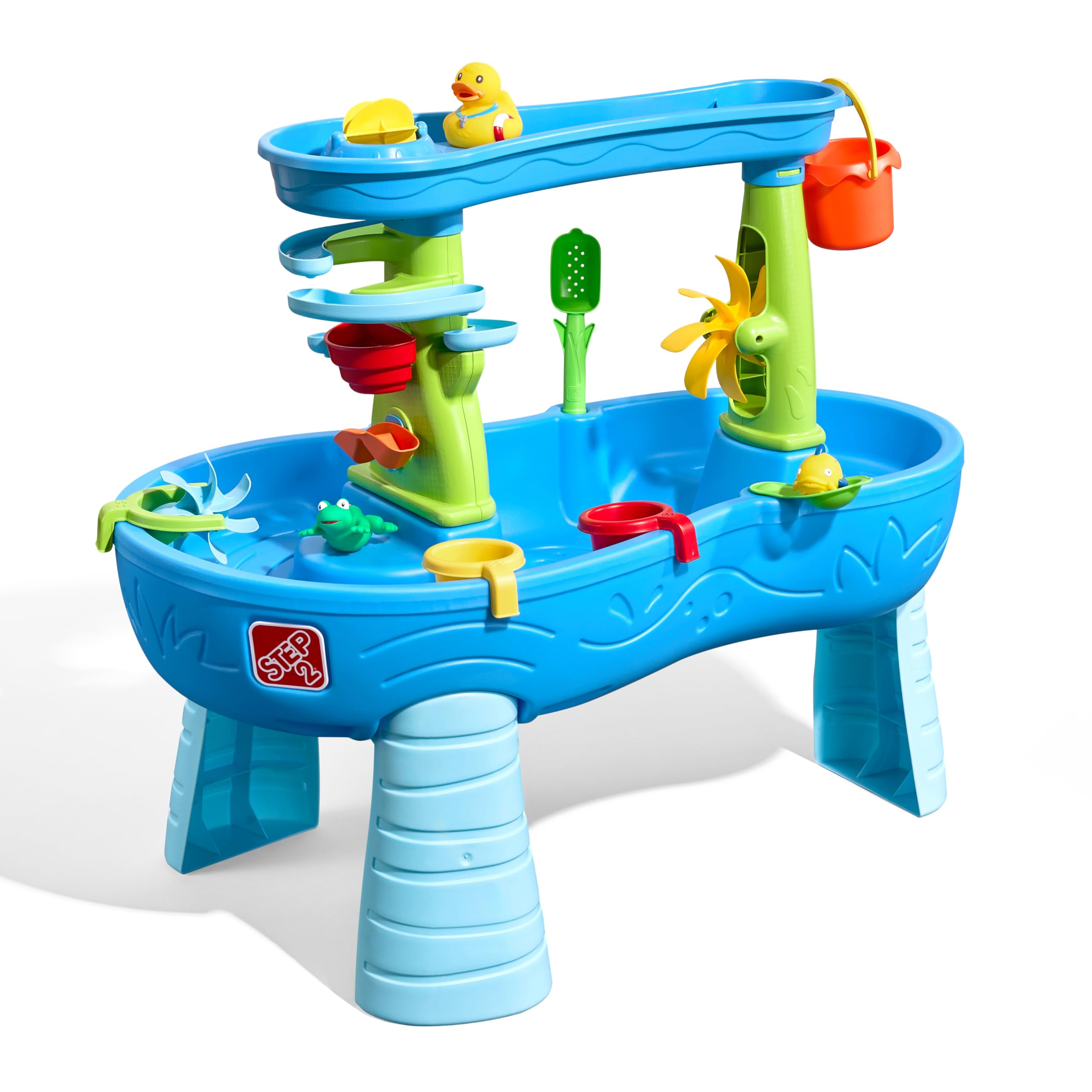 Step2 Double Showers Wasserspieltisch | Großer Wassertisch mit 11-teiligem Zubehörset | Garten Wasser Spieltisch für Kinder in Blau und Grün
