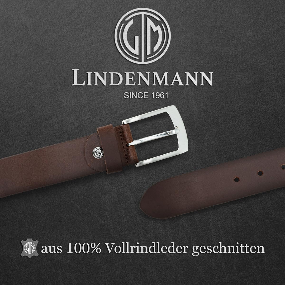 Lindenmann ceinture homme de cuir de buffle, 40 mm large et 3,8 mm fort, ajustable, ceinture, ceinture de cuir, ceinture pour jeans, XL, noir/marron foncé