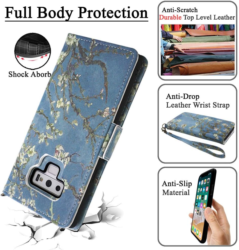 MEFON Galaxy Note 9 Wallet Case Leather Detachable, Durable Slim, Enhanced Magnetic Closure, with Wrist Strap, Card Slot, Kickstand, Luxury Flip Folio Cases for Samsung Galaxy Note9 6.4 (Blossom)
