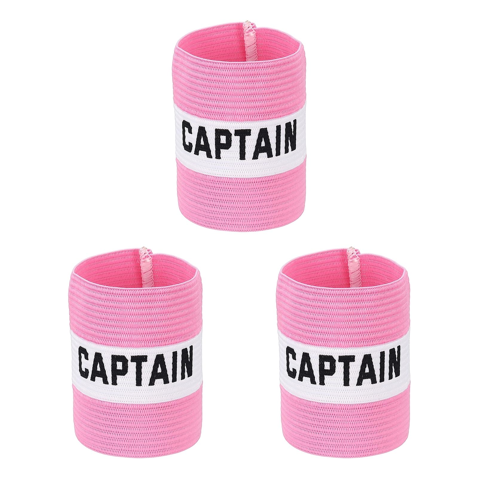 YELARXI Captain Armband, Soccer Captain Arm Bands Elastic Adjustable Leader Armbands Team Sport Rugby Player Band 4.1x3.4 In & Pink/White & 3Pcs-Fit for (Football/Basketball Training)