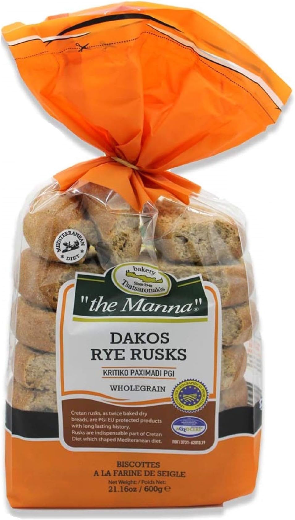 Greek Manna Rye Rusks from Crete, 600 gr.