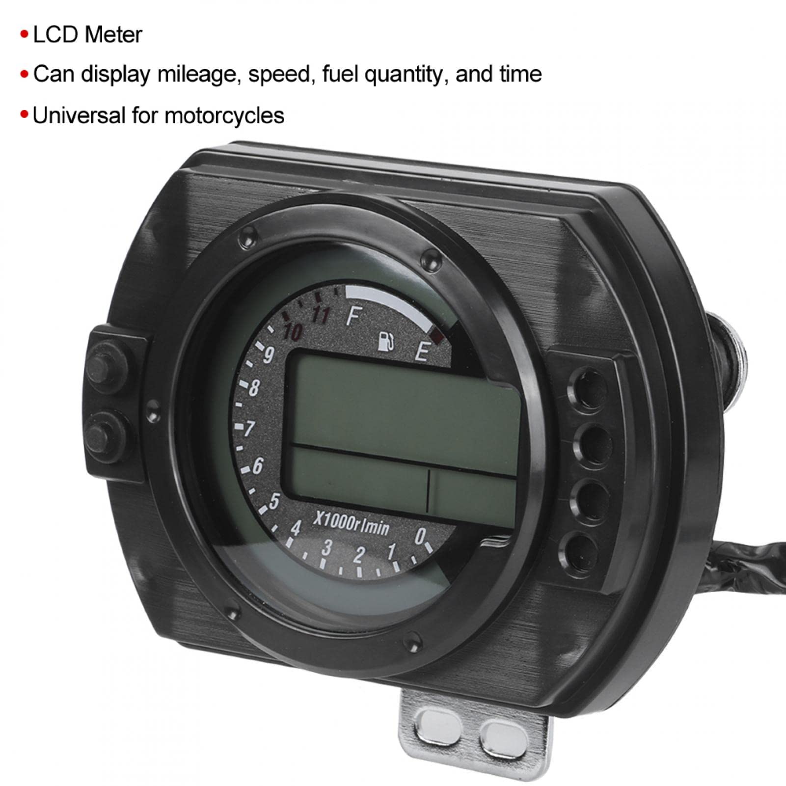 Tachimetro LCD, contachilometri digitale moto, 1 pezzo plastica nero DC12V 0-199 km/h (miglia) contachilometri contachilometri digitale universale LCD contagiri contachilometri moto refitting