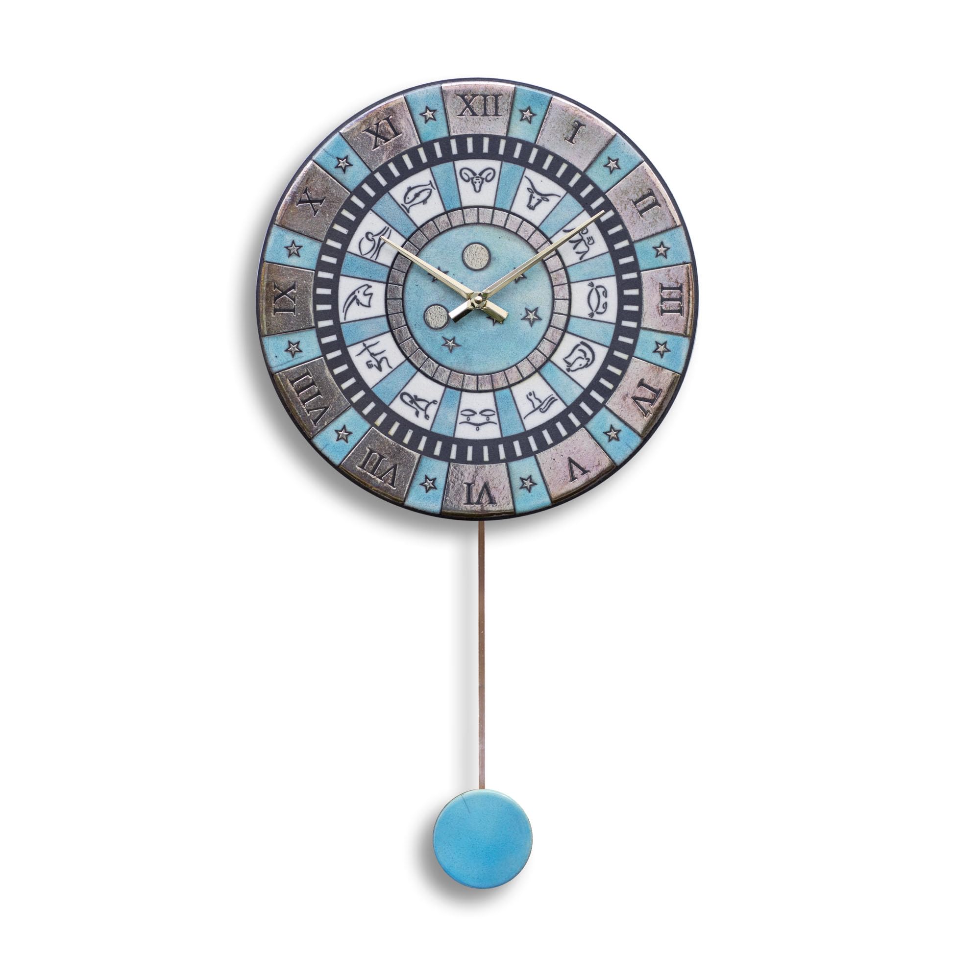 Horloge murale céramique Raku MOLISH rompre la monotonie murale turquoise