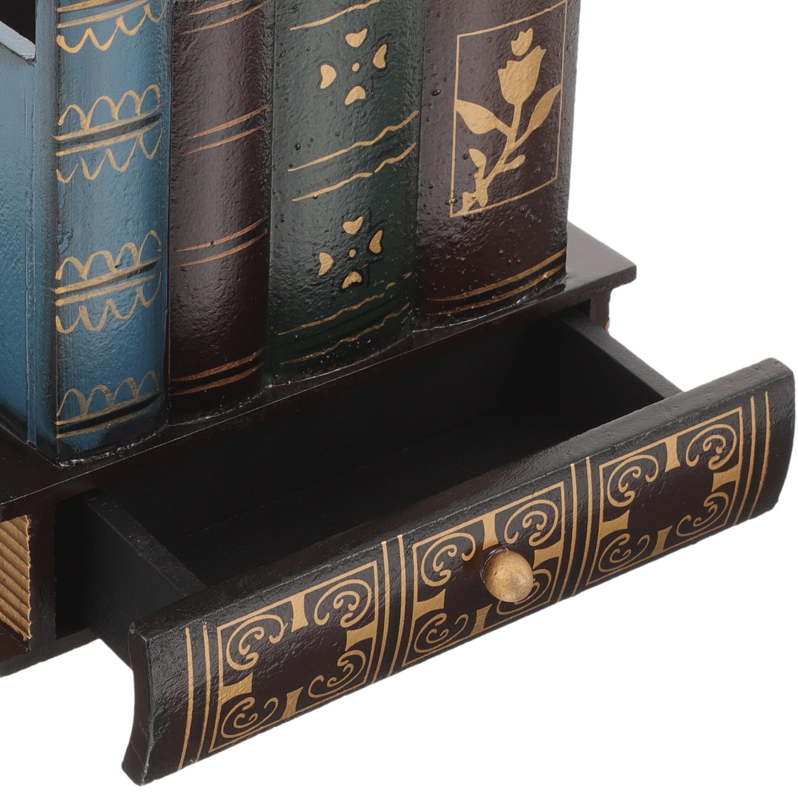 PRETYZOOM Portapenne da Scrivania in Legno Stile Retrò Scomparto a Cassetto, Organizer Porta Cancelleria Multifunzione per Ufficio, Scuola e Casa, Decorazione Creativa a Forma di Libro
