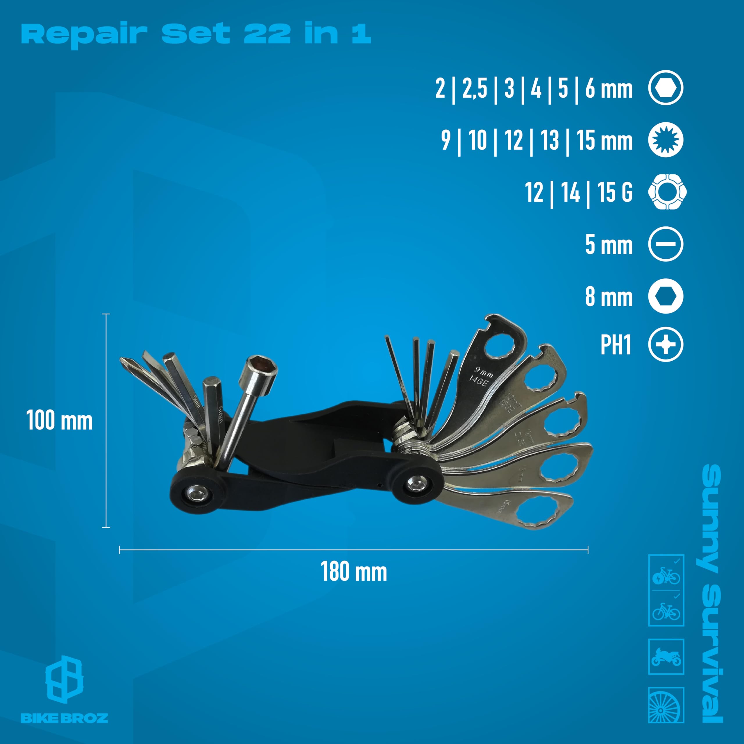 FAHRRAD-REPARATUR-SATZ BIKEBROZ, SUNNY SURVIVAL - 3
