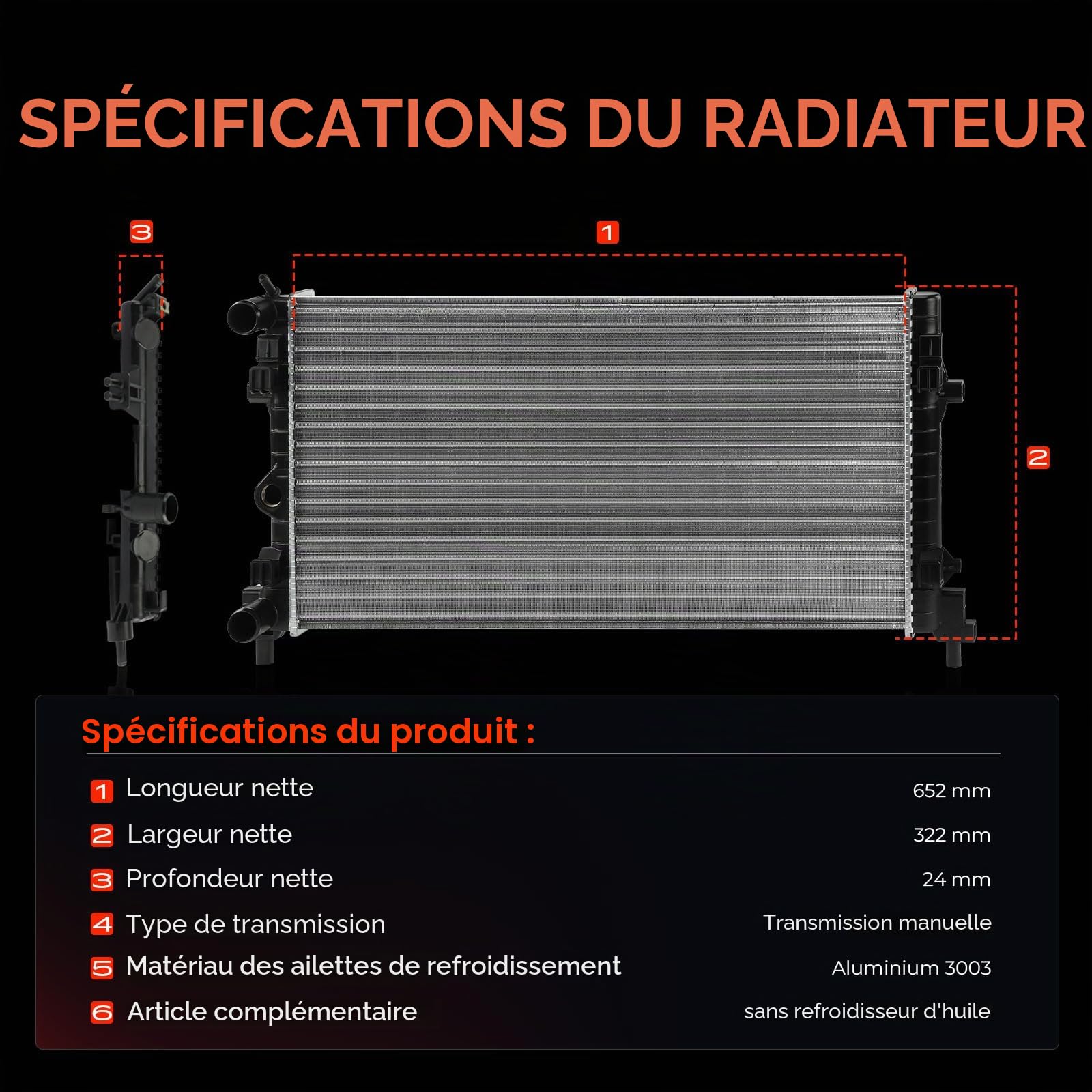 Frankberg Radiateur, refroidisseur d'eau, refroidisseur de moteur