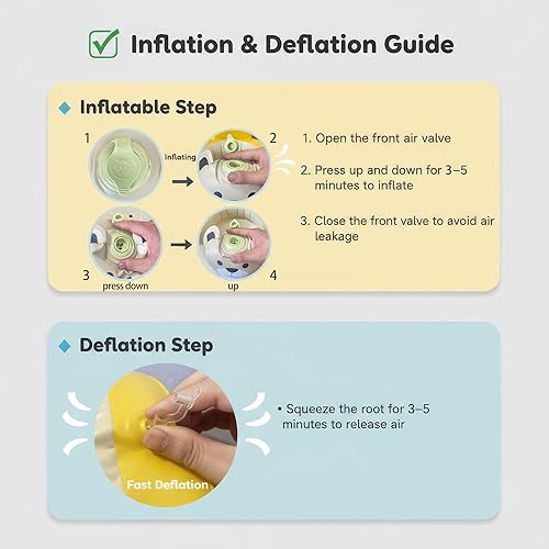 Miniatura 7 de Asiento de bebé inflable silla de bebé portátil para bebés de 3 a 12 meses, bomba de mano incorporada, asiento infantil suave con base antivuelco,