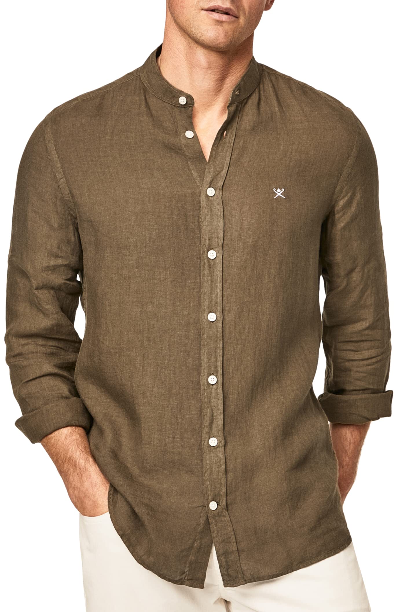 Hackett London Garment Dyed Linen P Camisa para Hombre