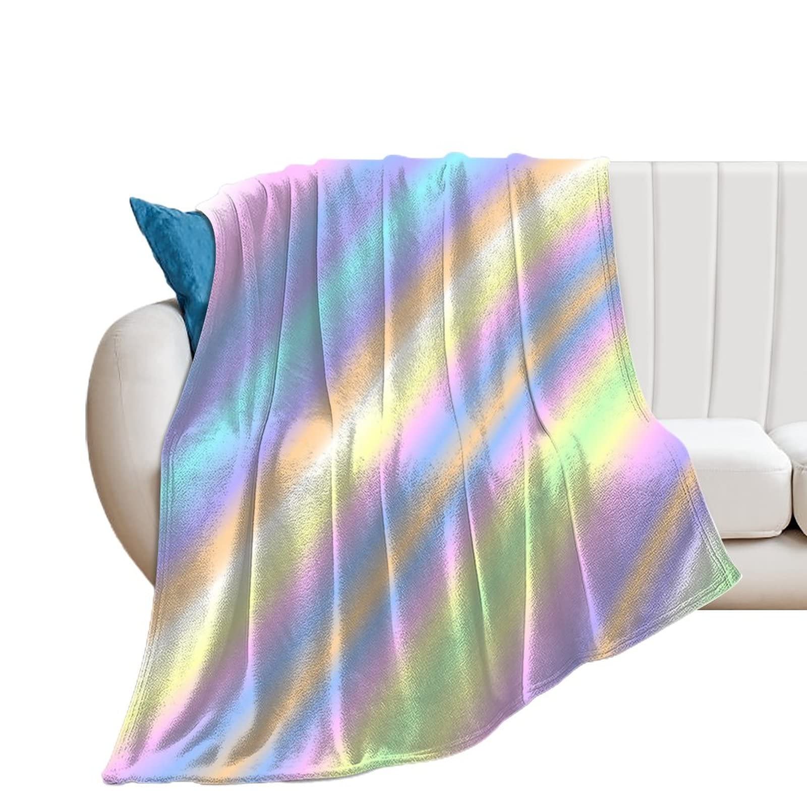 Plaid canapé en flanelle polaire ultra douce à bandes colorées 100x130cm
