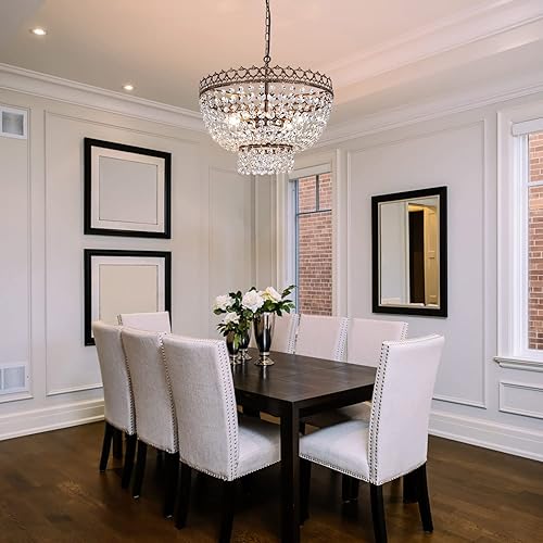 Miniatura 3 de Wellmet Lámpara de araña moderna de cristal de 22 pulgadas, lámpara colgante ajustable contemporánea de 6 luces, para comedor, dormitorio, sala de