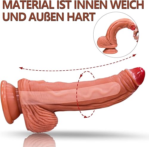 Miniatura 3 de Consolador realista consolador de silicona con textura de doble densidad con fuerte ventosa se puede utilizar manos libres pene de simulación que